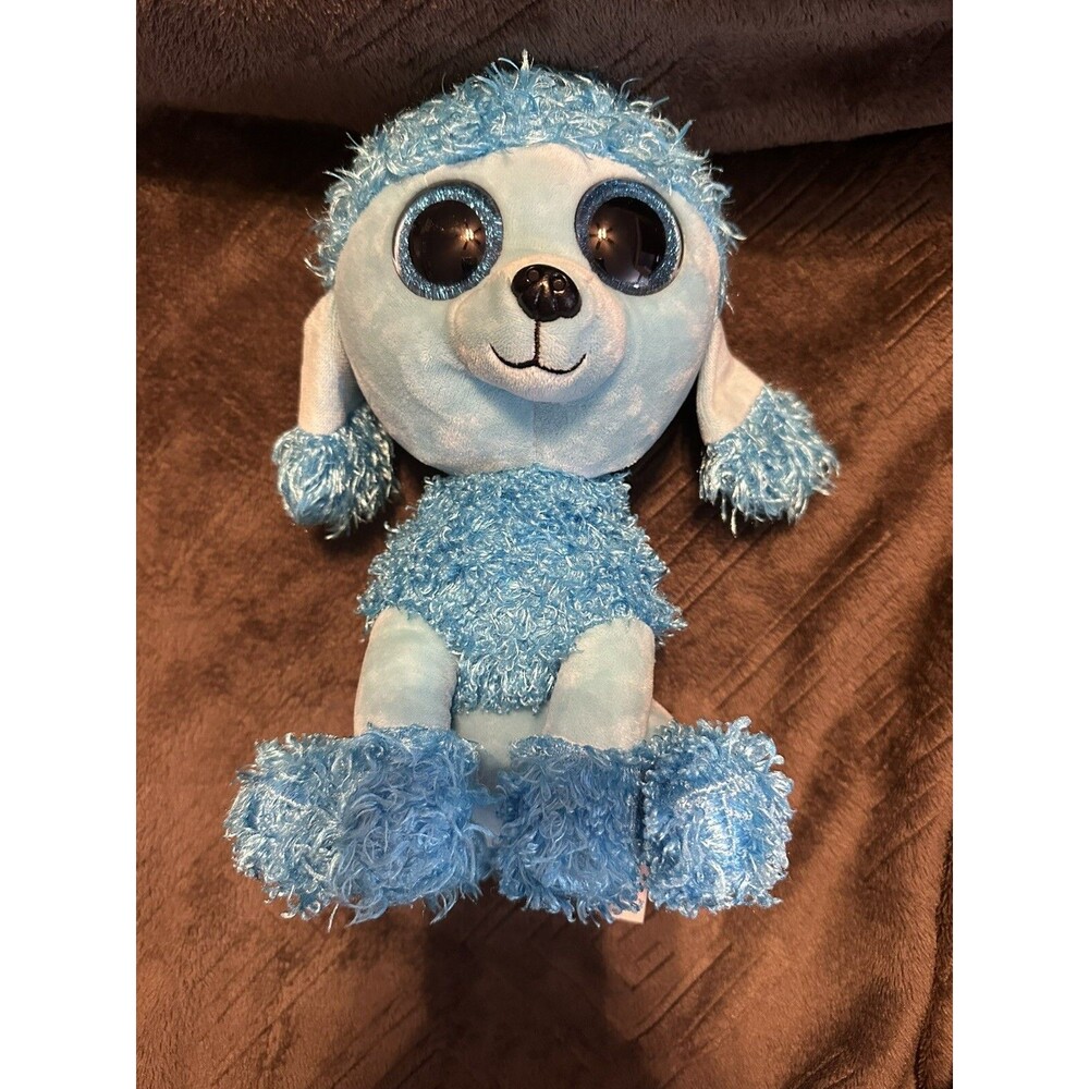 Ty Beanie Boos 10” Mandy Blue Poodle  Soft Toy Animal Plush Dog